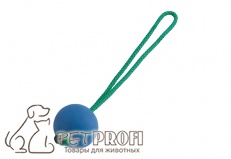 Мяч резиновый мягкий  Sprenger на шнуре диаметр 60 мм голубой