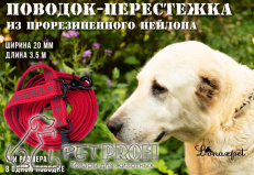Поводок-перестежка из прорезиненной стропы красный