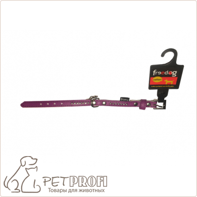 Ошейник со стразами для маленьких собак фиолетовый 