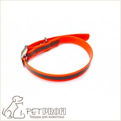 Ошейник для собак из биотана со светоотр.полосой шир.25 мм оранжевый