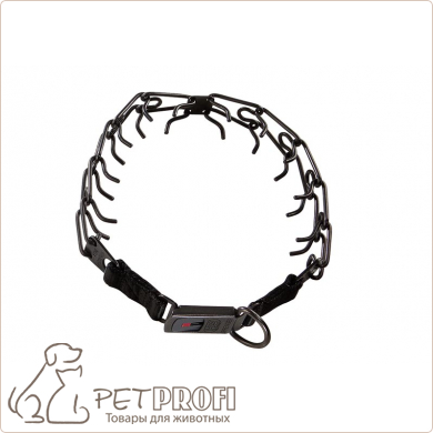Строгий ошейник для собак Sprenger из черной стали на замке с 1-м кольцом звено 3,2 мм