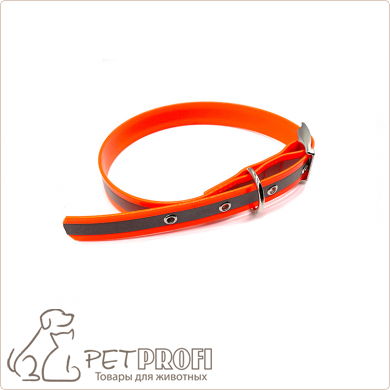 Ошейник для собак из биотана со светоотр.полосой шир.25 мм оранжевый