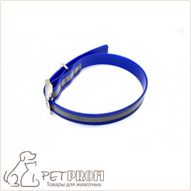 Ошейник для собак из биотана со светоотр.полосой шир.25 мм синий