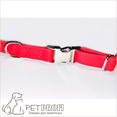 Ошейник для собак из биотана красный шир.16 мм на замке клик-клок
